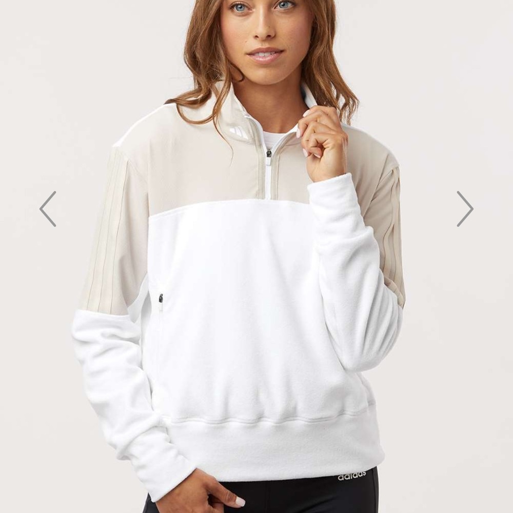 adidas Cream and White Quarter-Zip Sweatshirt NWOT